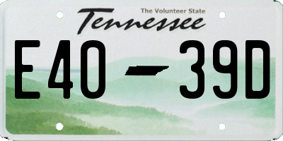 TN license plate E4039D