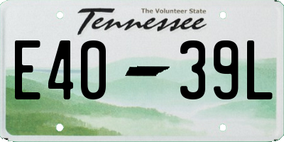 TN license plate E4039L