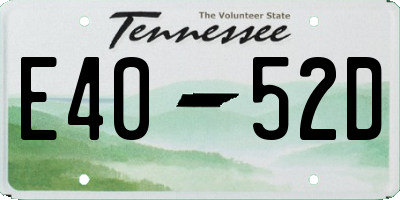 TN license plate E4052D
