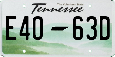 TN license plate E4063D