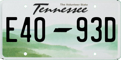 TN license plate E4093D