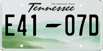 TN license plate E4107D