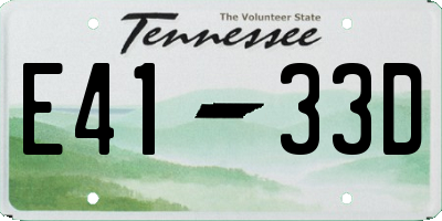 TN license plate E4133D