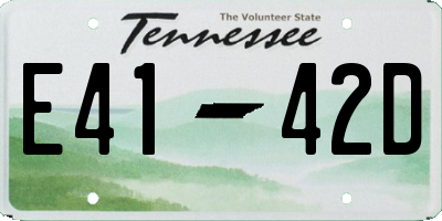 TN license plate E4142D