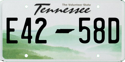 TN license plate E4258D