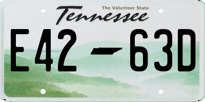 TN license plate E4263D