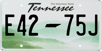 TN license plate E4275J