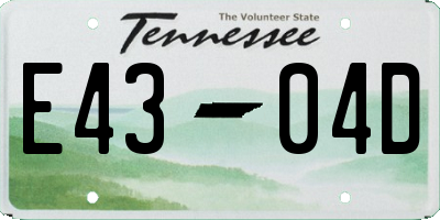 TN license plate E4304D