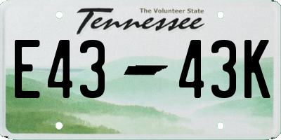 TN license plate E4343K
