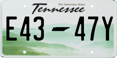 TN license plate E4347Y