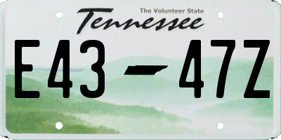 TN license plate E4347Z