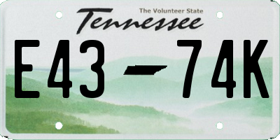 TN license plate E4374K