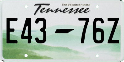 TN license plate E4376Z