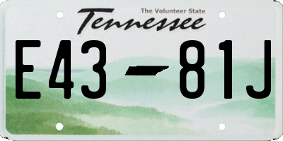 TN license plate E4381J