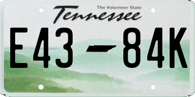 TN license plate E4384K