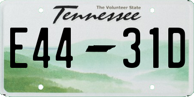 TN license plate E4431D