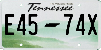 TN license plate E4574X