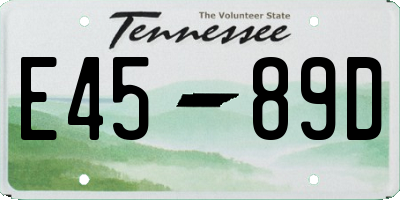 TN license plate E4589D