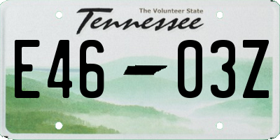 TN license plate E4603Z
