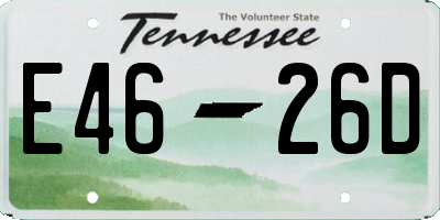 TN license plate E4626D