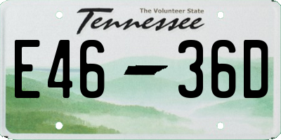 TN license plate E4636D