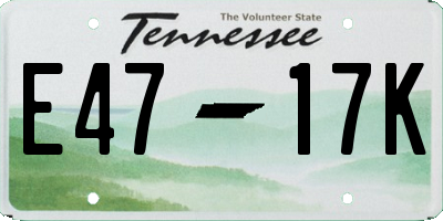 TN license plate E4717K