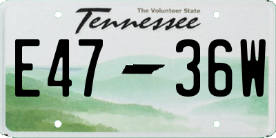 TN license plate E4736W