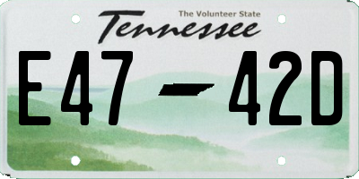 TN license plate E4742D