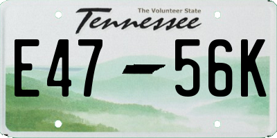 TN license plate E4756K