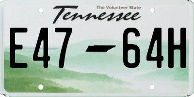 TN license plate E4764H