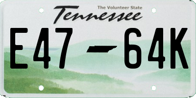 TN license plate E4764K