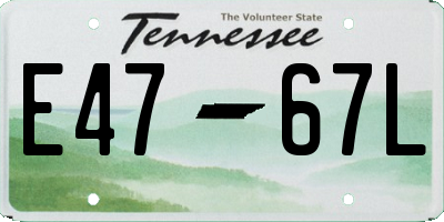 TN license plate E4767L