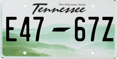 TN license plate E4767Z