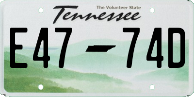 TN license plate E4774D