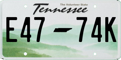 TN license plate E4774K