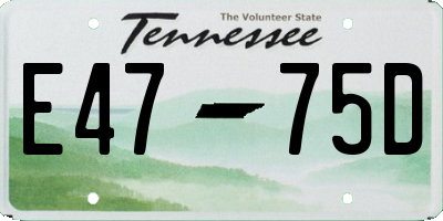 TN license plate E4775D