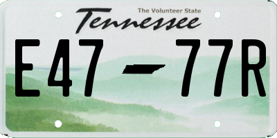 TN license plate E4777R