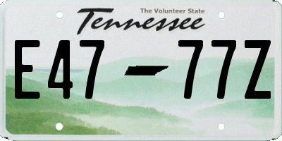 TN license plate E4777Z