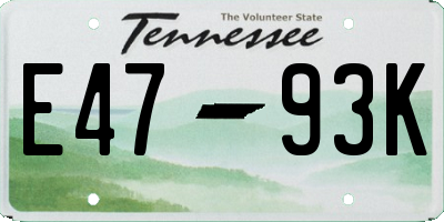 TN license plate E4793K