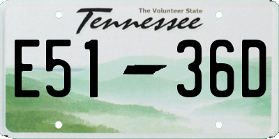 TN license plate E5136D
