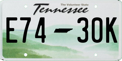 TN license plate E7430K