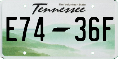 TN license plate E7436F
