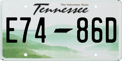 TN license plate E7486D