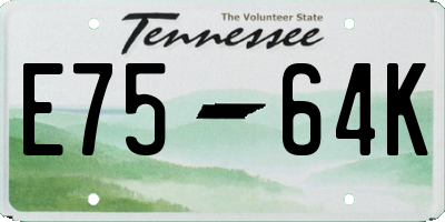 TN license plate E7564K