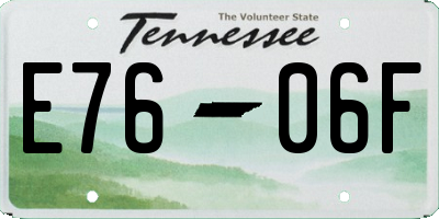 TN license plate E7606F