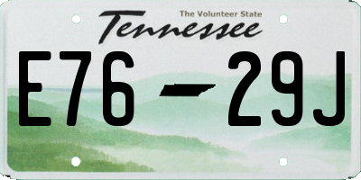 TN license plate E7629J