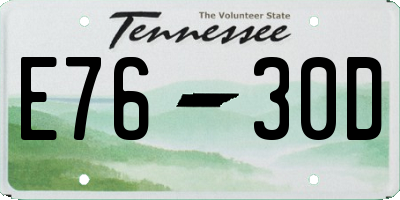 TN license plate E7630D