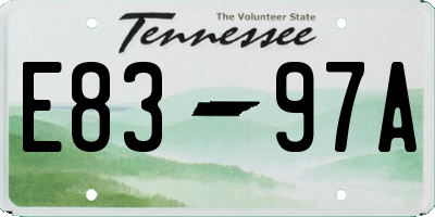 TN license plate E8397A