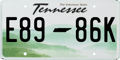 TN license plate E8986K