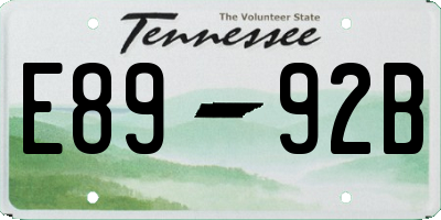 TN license plate E8992B